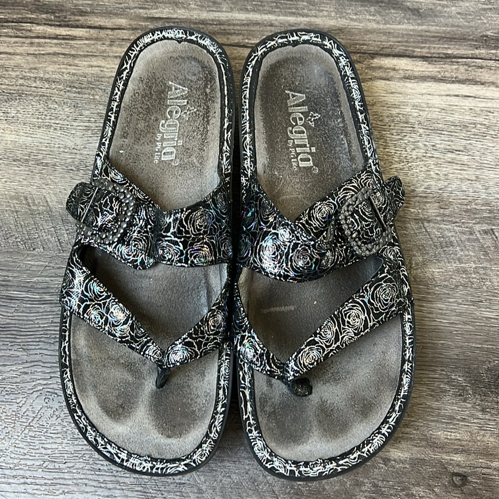 ALEGRIA VALENTINA SLIP ON SLIDE ADJUSTABLE STRAP SANDAL SHOE - WOMENS Sz‎ 10 * - Picture 2 of 5
